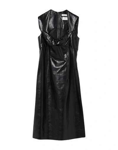 Shop Bottega Veneta Woman Midi Dress Black Size 2 Calfskin