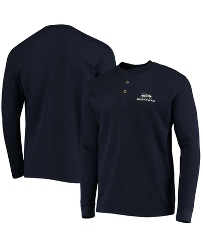 Shop Dunbrooke Men's College Navy Seattle Seahawks Maverick Thermal Henley Long Sleeve T-shirt