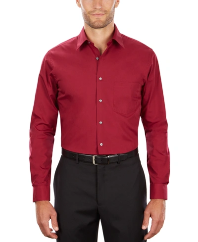 Shop Van Heusen Men's Classic-fit Point Collar Poplin Dress Shirt In Magenta