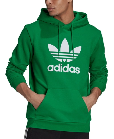 Shop Adidas Originals Adidas Men's Originals Adicolor Classics Trefoil Logo-print French Terry Hoodie In Green