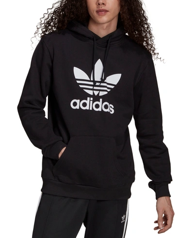 Shop Adidas Originals Adidas Men's Originals Adicolor Classics Trefoil Logo-print French Terry Hoodie In Black
