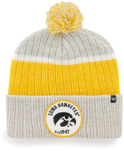 47 Brand Men's Gray Iowa Hawkeyes Holcomb Cuffed Knit Hat With Pom In Gray