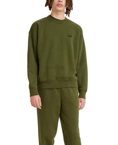 Shop Levi's Men's Seasonal Regular Fit Crewneck Sweatshirt In Mossy Green