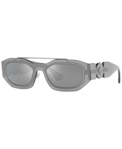 Shop Versace Men's Sunglasses, Ve2235 51 In Transparent Gray Mirror Silver-tone