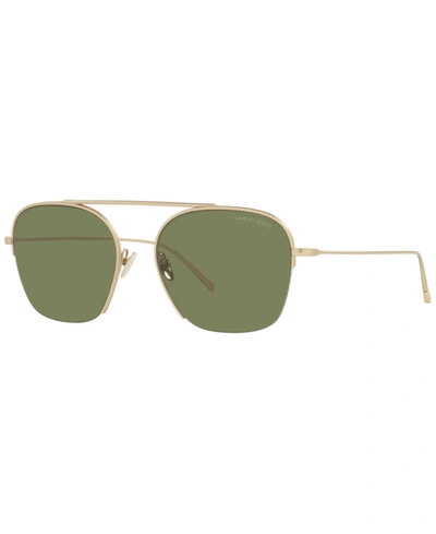 Shop Giorgio Armani Men's Sunglasses, Ar6124 55 In Matte Pale Gold-tone
