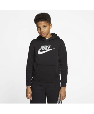 Shop Nike Big Boys Sportswear Club Pullover Hoodie In Black/light Smoke Gray