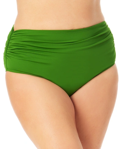 Shop Anne Cole Plus Size High-waist Bikini Bottoms Women's Swimsuit In Green Grass