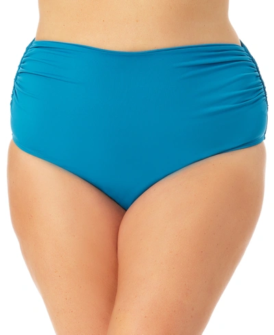 Shop Anne Cole Plus Size High-waist Bikini Bottoms Women's Swimsuit In Teal