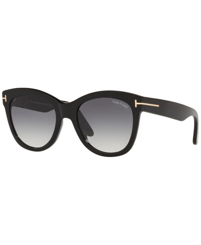Tom Ford Icon 57mm Gradient Round Sunglasses In Black Shiny