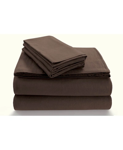 Tribeca Living Flannel Extra Deep Pocket Queen Sheet Set Bedding In Chocolate