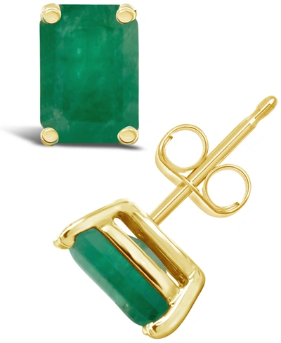 Macy's Ruby (1-3/8 Ct. T.w.) Stud Earrings In 14k Yellow Gold (also In Emerald) In Emerald