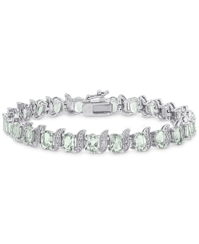 Shop Macy's Peridot (11-1/4 Ct. T.w.) & Diamond Accent S Link Bracelet In Sterling Silver (also In Green Quartz,
