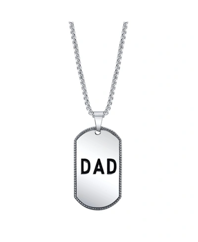 Shop He Rocks Men's Stainless Steel Dad Pendant Necklace In Silver-tone