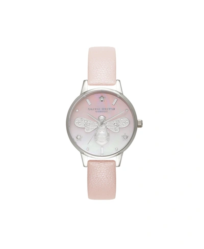 Shop Olivia Burton Women's Sparkle Bee Leather Strap Watch 34mm In Blush