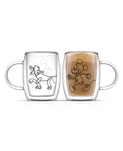 Shop Joyjolt Disney Mickey And Pluto Coffee Mugs Set, 2 Piece In Clear