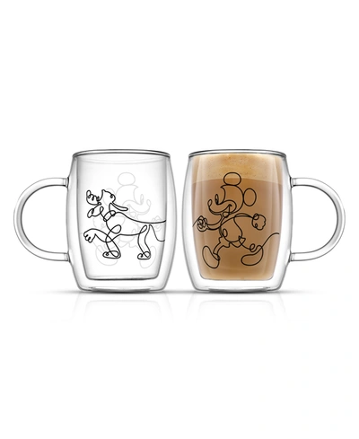 Joyjolt Disney Mickey And Pluto Coffee Mugs Set, 2 Piece In Clear