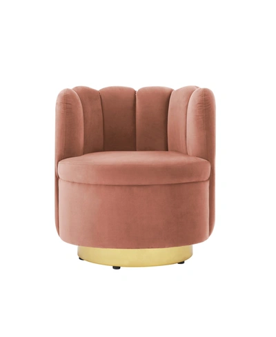 Shop Nicole Miller Ragland Velvet Tufted Accent Chair With Swivel Metal Base In Blush