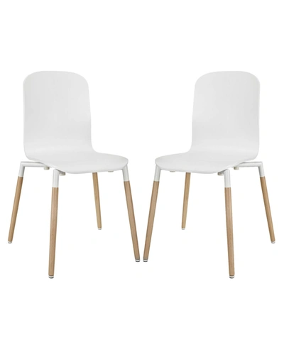 Shop Modway Stack Dining Chairs Wood Set Of 2 In White