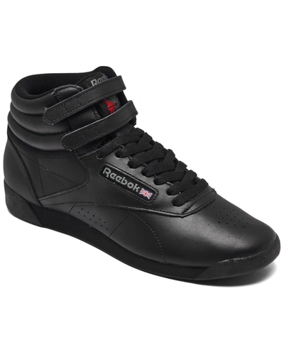 Shop Reebok Women's Freestyle High Top Casual Sneakers From Finish Line In Black