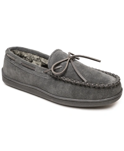 Shop Minnetonka Men's Pile Lined Hardsole Moccasin Slippers Men's Shoes In Charcoal