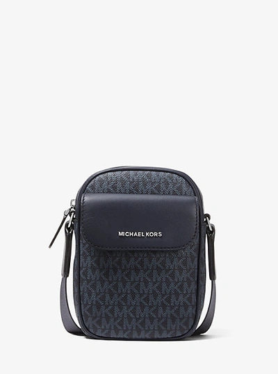 Shop Michael Kors Hudson Logo Smartphone Crossbody Bag In Blue