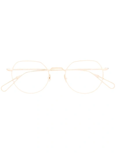 Ahlem Angular Round-frame Glasses In Gold