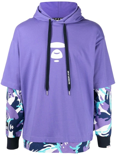 Shop Aape By A Bathing Ape Logo-print Layered Hoodie In Violett