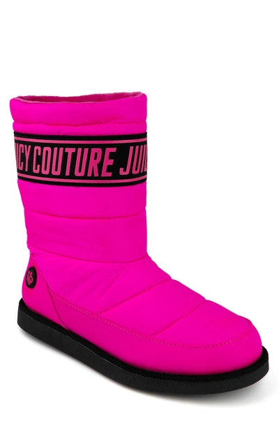 Shop Juicy Couture Quilted Faux Fur Lined Winter Boot In Hot Pink