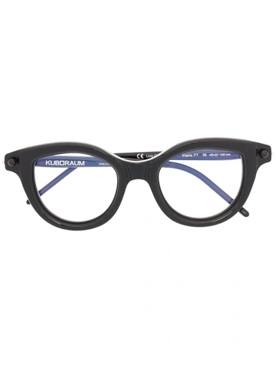 Shop Kuboraum Gradient-arm Round-frame Glasses In 黑色