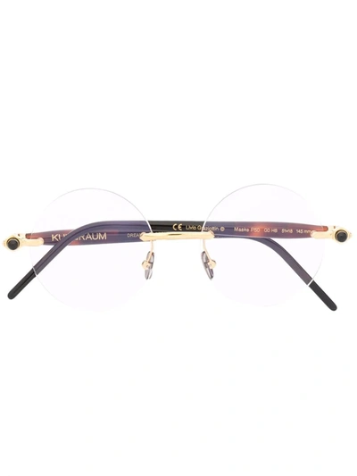 Shop Kuboraum Tortoiseshell-arm Round-frame Glasses In 褐色