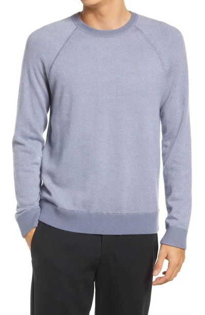 Shop Vince Bird's Eye Wool & Cashmere Pullover In Iris Blue/ Pearl
