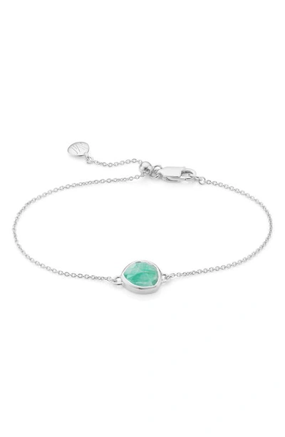 Shop Monica Vinader Siren Semiprecious Stone Bracelet In Silver/ Amazonite