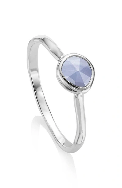 Shop Monica Vinader Siren Small Stacking Ring In Silver/ Blue Lace Agate