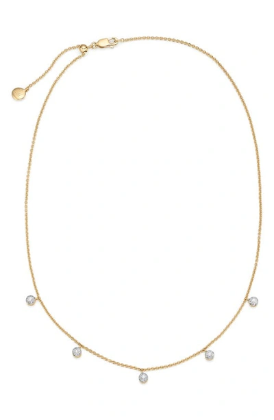 Shop Monica Vinader Fiji Tiny Button Diamond Slider Necklace In Yellow Gold