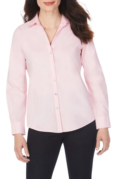 Shop Foxcroft Chrissy Non-iron Button-up Shirt In Chambray Pink