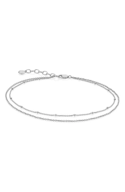 Shop Monica Vinader Beaded Double Strand Anklet In Silver