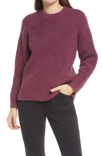 Shop Madewell Belfiore Ribbed Pullover Sweater In Hthr Violet