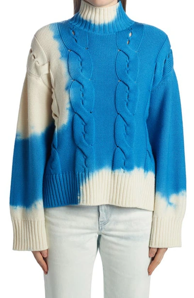 Shop Off-white Tie Dye Mock Neck Wool Sweater In Blue White