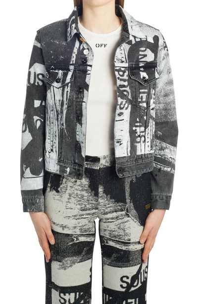 Shop Off-white X Pablo Tomek Print Denim Jacket In Black White