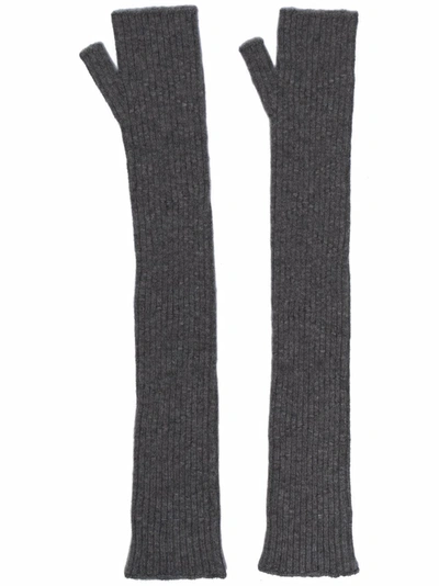 Shop Barrie Cashmere Fingerless Gloves In Grau