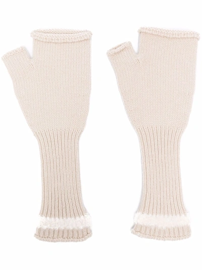 Shop Barrie Cashmere Fingerless Gloves In Nude