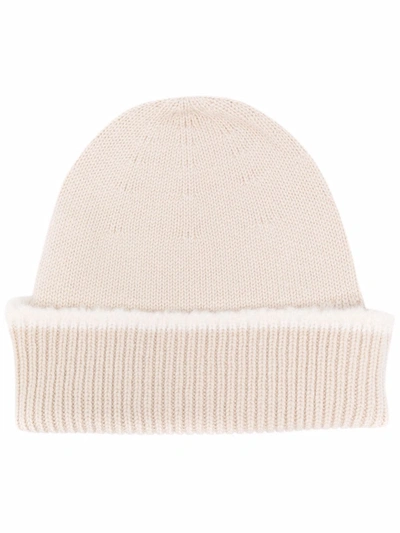 Shop Barrie Cashmere Ribbed Beanie In Nude
