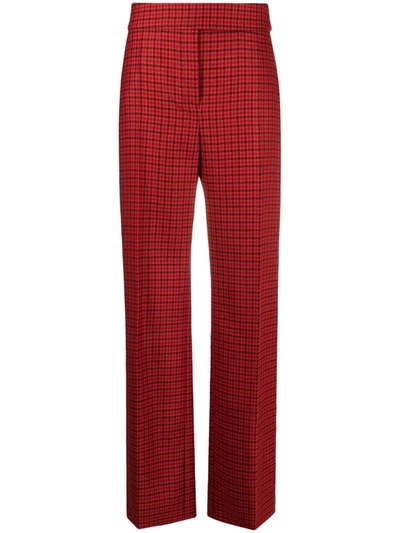 Shop Alexandre Vauthier Check-print Wide-leg Trousers In Rot