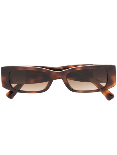 Shop Valentino Rectangle-frame Sunglasses In Braun