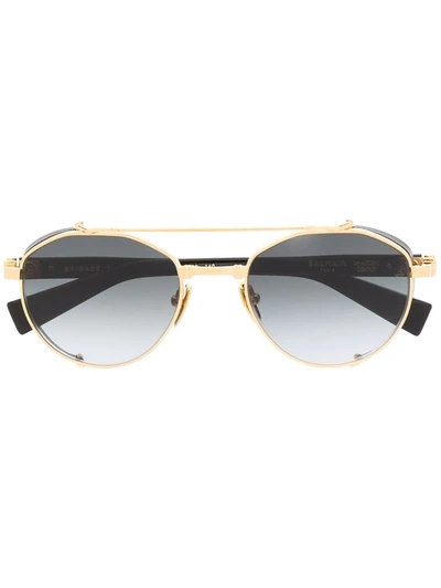 Shop Balmain Eyewear Round-frame Sunglasses In Gold