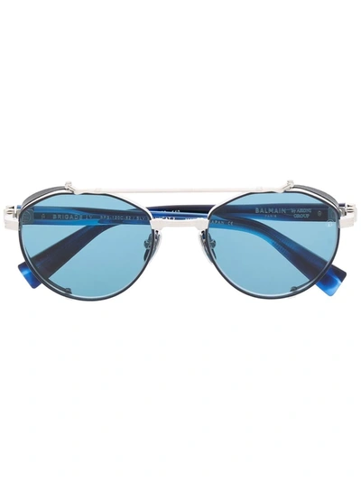 Shop Balmain Eyewear Round-frame Sunglasses In Blau