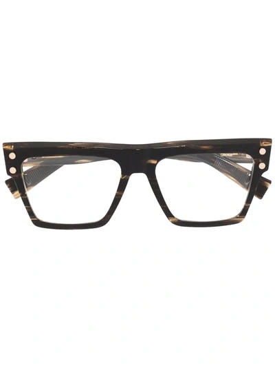 Shop Balmain Eyewear Square-frame Glasses In Braun