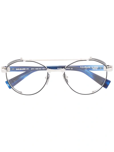 Balmain Eyewear Brigade Iv Round-frame Glasses In Silber