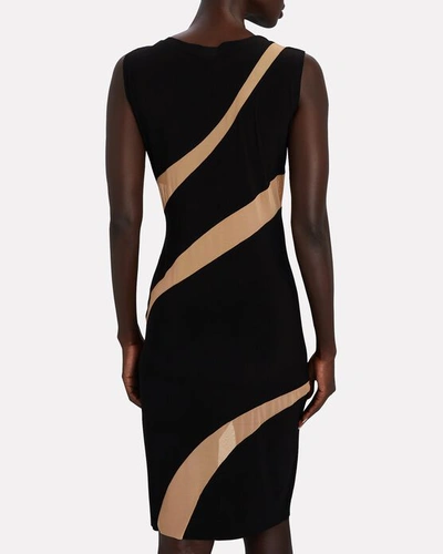 Shop Norma Kamali Snake Mesh-trimmed Dress In Black