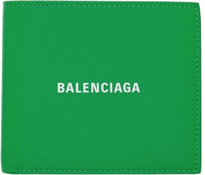 Shop Balenciaga Green Logo Square Folded Cash Wallet In 3890 Vivid Green/l W